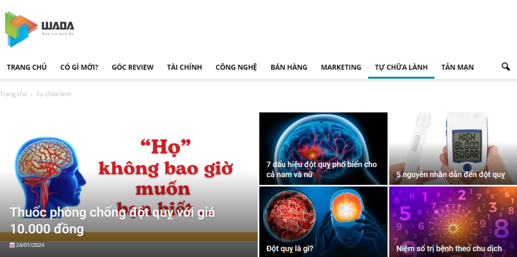 Một phần giao diện của chuyên mục WADA - Tự Chữa Lành